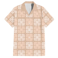 Beige Palaka Quilt Hawaii Family Matching Puletasi and Hawaiian Shirt Traditional Hawaii-plaid Pattern LT14 Dad's Shirt - Short Sleeve Beige - Polynesian Pride