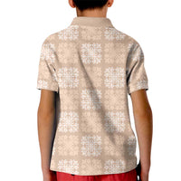 Beige Palaka Quilt Hawaii Kid Polo Shirt Traditional Hawaii-plaid Pattern - Polynesian Pride