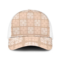 Beige Palaka Quilt Hawaii Mesh Trucker Cap Traditional Hawaii-plaid Pattern LT14 One Size White Beige - Polynesian Pride