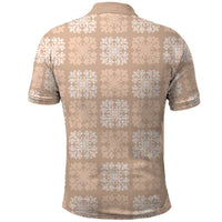 Beige Palaka Quilt Hawaii Polo Shirt Traditional Hawaii-plaid Pattern - Polynesian Pride