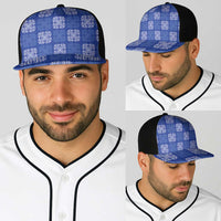 Royal Blue Palaka Quilt Hawaii Baseball Net Cap Traditional Hawaii-plaid Pattern - Polynesian Pride