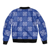 Royal Blue Palaka Quilt Hawaii Bomber Jacket Traditional Hawaii-plaid Pattern LT14 - Polynesian Pride