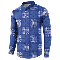 Royal Blue Palaka Quilt Hawaii Button Sweatshirt Traditional Hawaii-plaid Pattern LT14 - Polynesian Pride