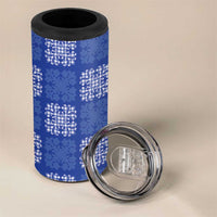Royal Blue Palaka Quilt Hawaii 4 in 1 Can Cooler Tumbler Traditional Hawaii-plaid Pattern - Polynesian Pride