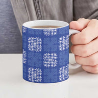 Royal Blue Palaka Quilt Hawaii Ceramic Mug Traditional Hawaii-plaid Pattern - Polynesian Pride