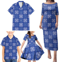 Royal Blue Palaka Quilt Hawaii Family Matching Puletasi and Hawaiian Shirt Traditional Hawaii-plaid Pattern LT14 - Polynesian Pride