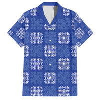 Royal Blue Palaka Quilt Hawaii Family Matching Short Sleeve Bodycon Dress and Hawaiian Shirt Traditional Hawaii-plaid Pattern LT14 Dad's Shirt - Short Sleeve Royal Blue - Polynesian Pride