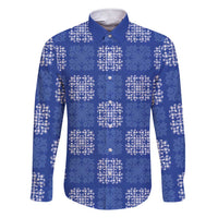 Royal Blue Palaka Quilt Hawaii Family Matching Short Sleeve Bodycon Dress and Hawaiian Shirt Traditional Hawaii-plaid Pattern LT14 Dad's Shirt - Long Sleeve Royal Blue - Polynesian Pride