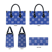 Royal Blue Palaka Quilt Hawaii Leather Bag Traditional Hawaii-plaid Pattern - Polynesian Pride