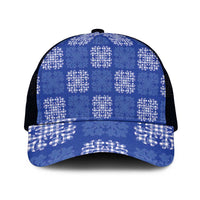 Royal Blue Palaka Quilt Hawaii Mesh Trucker Cap Traditional Hawaii-plaid Pattern - Polynesian Pride