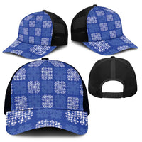 Royal Blue Palaka Quilt Hawaii Mesh Trucker Cap Traditional Hawaii-plaid Pattern LT14 - Polynesian Pride