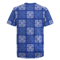 Royal Blue Palaka Quilt Hawaii Rugby Jersey Traditional Hawaii-plaid Pattern - Polynesian Pride