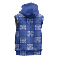 Royal Blue Palaka Quilt Hawaii Sleeveless Zip Hoodie Traditional Hawaii-plaid Pattern - Polynesian Pride