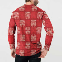 Red Palaka Quilt Hawaii Button Sweatshirt Traditional Hawaii-plaid Pattern LT14 - Polynesian Pride