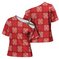 Red Palaka Quilt Hawaii Cross Shoulder Shirt Traditional Hawaii-plaid Pattern LT14 - Polynesian Pride