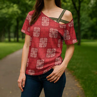 Red Palaka Quilt Hawaii Cross Shoulder Shirt Traditional Hawaii-plaid Pattern LT14 - Polynesian Pride