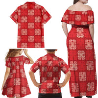 Red Palaka Quilt Hawaii Family Matching Off Shoulder Maxi Dress and Hawaiian Shirt Traditional Hawaii-plaid Pattern - Polynesian Pride