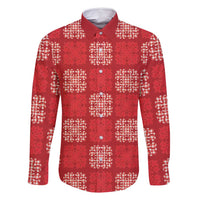 Red Palaka Quilt Hawaii Family Matching Tank Maxi Dress and Hawaiian Shirt Traditional Hawaii-plaid Pattern LT14 Dad's Shirt - Long Sleeve Red - Polynesian Pride