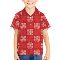 Red Palaka Quilt Hawaii Family Matching Tank Maxi Dress and Hawaiian Shirt Traditional Hawaii-plaid Pattern LT14 Son's Shirt Red - Polynesian Pride