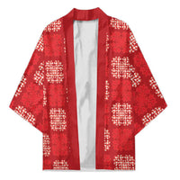 Red Palaka Quilt Hawaii Kimono Traditional Hawaii-plaid Pattern LT14 Unisex Red - Polynesian Pride