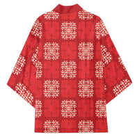 Red Palaka Quilt Hawaii Kimono Traditional Hawaii-plaid Pattern LT14 - Polynesian Pride