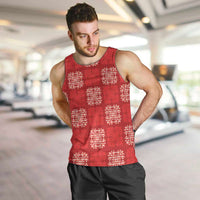 Red Palaka Quilt Hawaii Men Tank Top Traditional Hawaii-plaid Pattern LT14 Red - Polynesian Pride