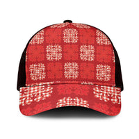 Red Palaka Quilt Hawaii Mesh Trucker Cap Traditional Hawaii-plaid Pattern LT14 One Size Black Red - Polynesian Pride