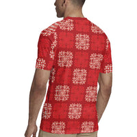 Red Palaka Quilt Hawaii Rugby Jersey Traditional Hawaii-plaid Pattern - Polynesian Pride
