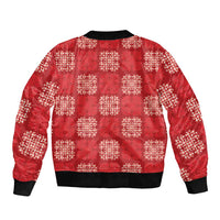 Red Palaka Quilt Hawaii Sleeve Zip Bomber Jacket Traditional Hawaii-plaid Pattern LT14 - Polynesian Pride