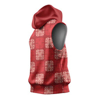 Red Palaka Quilt Hawaii Sleeveless Hoodie Traditional Hawaii-plaid Pattern - Polynesian Pride