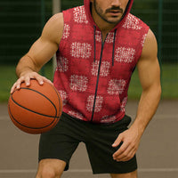 Red Palaka Quilt Hawaii Sleeveless Zip Hoodie Traditional Hawaii-plaid Pattern LT14 - Polynesian Pride