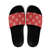 Red Palaka Quilt Hawaii Slide Sandals Traditional Hawaii-plaid Pattern LT14 Red - Polynesian Pride