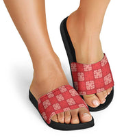 Red Palaka Quilt Hawaii Slide Sandals Traditional Hawaii-plaid Pattern LT14 - Polynesian Pride
