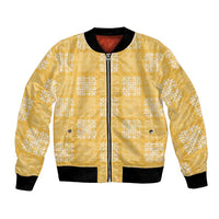 Yellow Palaka Quilt Hawaii Bomber Jacket Traditional Hawaii-plaid Pattern LT14 Unisex Yellow - Polynesian Pride