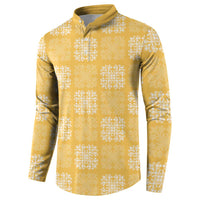 Yellow Palaka Quilt Hawaii Button Sweatshirt Traditional Hawaii-plaid Pattern LT14 - Polynesian Pride
