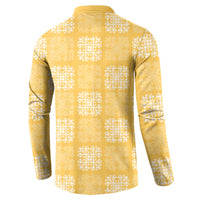 Yellow Palaka Quilt Hawaii Button Sweatshirt Traditional Hawaii-plaid Pattern LT14 - Polynesian Pride