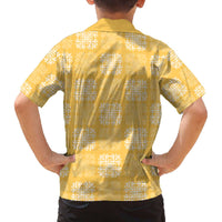 Yellow Palaka Quilt Hawaii Family Matching Off The Shoulder Long Sleeve Dress and Hawaiian Shirt Traditional Hawaii-plaid Pattern - Polynesian Pride