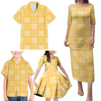 Yellow Palaka Quilt Hawaii Family Matching Puletasi and Hawaiian Shirt Traditional Hawaii-plaid Pattern LT14 - Polynesian Pride