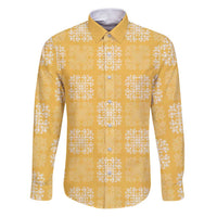 Yellow Palaka Quilt Hawaii Family Matching Puletasi and Hawaiian Shirt Traditional Hawaii-plaid Pattern LT14 Dad's Shirt - Long Sleeve Yellow - Polynesian Pride