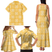 Yellow Palaka Quilt Hawaii Family Matching Tank Maxi Dress and Hawaiian Shirt Traditional Hawaii-plaid Pattern - Polynesian Pride