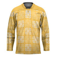 Yellow Palaka Quilt Hawaii Hockey Jersey Traditional Hawaii-plaid Pattern LT14 Unisex Yellow - Polynesian Pride