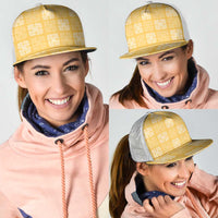 Yellow Palaka Quilt Hawaii Mesh Trucker Cap Traditional Hawaii-plaid Pattern - Polynesian Pride