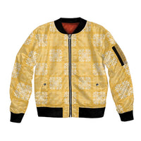 Yellow Palaka Quilt Hawaii Sleeve Zip Bomber Jacket Traditional Hawaii-plaid Pattern LT14 Unisex Yellow - Polynesian Pride