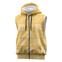 Yellow Palaka Quilt Hawaii Sleeveless Zip Hoodie Traditional Hawaii-plaid Pattern - Polynesian Pride