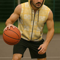 Yellow Palaka Quilt Hawaii Sleeveless Zip Hoodie Traditional Hawaii-plaid Pattern - Polynesian Pride