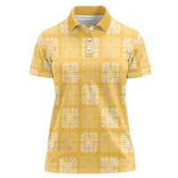 Yellow Palaka Quilt Hawaii Women Polo Shirt Traditional Hawaii-plaid Pattern - Polynesian Pride