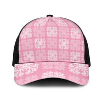 Pink Palaka Quilt Hawaii Baseball Net Cap Traditional Hawaii-plaid Pattern - Polynesian Pride