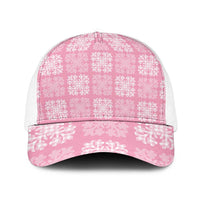 Pink Palaka Quilt Hawaii Baseball Net Cap Traditional Hawaii-plaid Pattern - Polynesian Pride