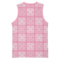 Pink Palaka Quilt Hawaii Basketball Jersey Traditional Hawaii-plaid Pattern - Polynesian Pride