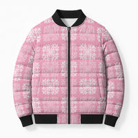 Pink Palaka Quilt Hawaii Bomber Puffer Jacket Traditional Hawaii-plaid Pattern LT14 Unisex Pink - Polynesian Pride
